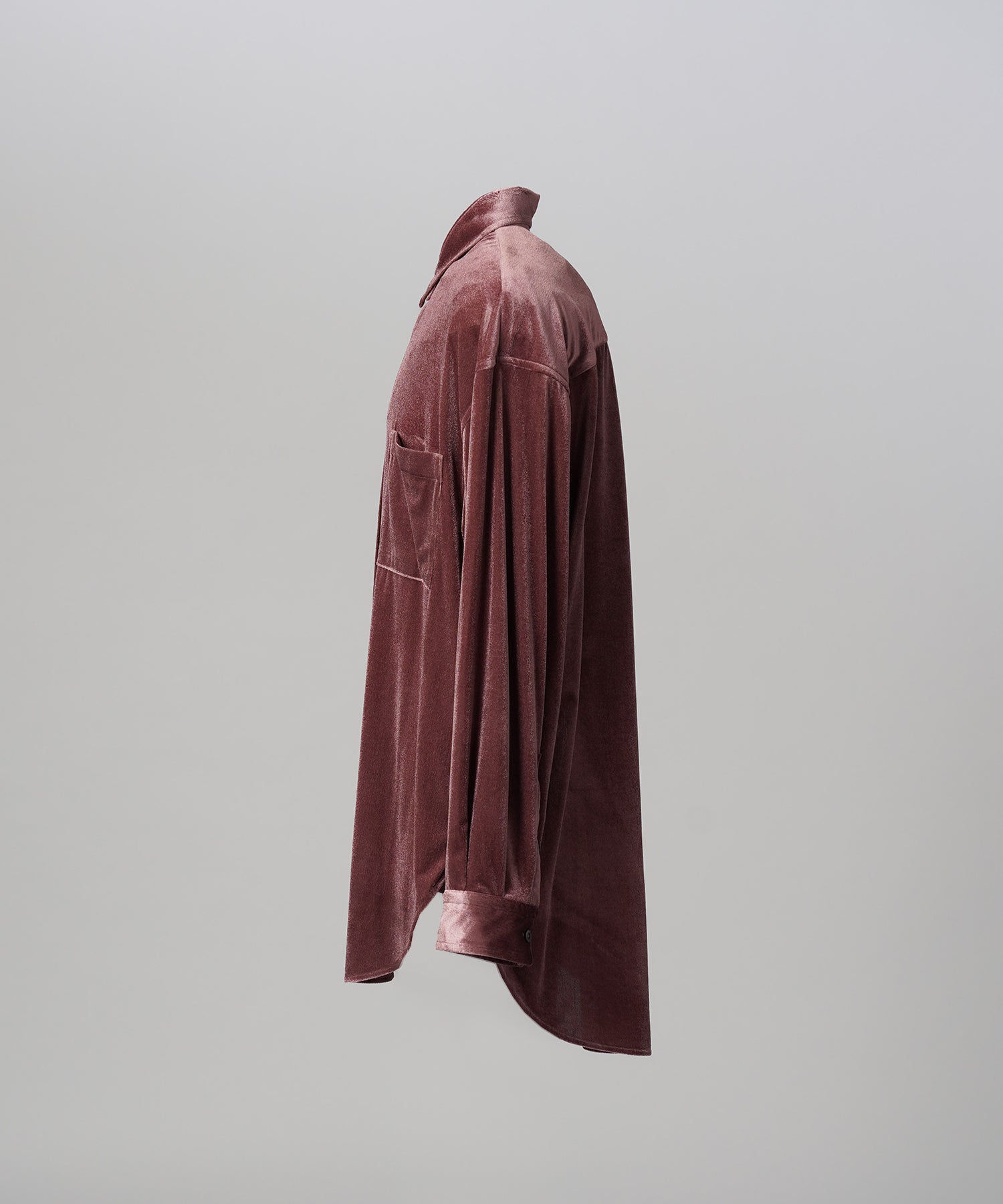 【26AW PRE-ORDER】Glossy Velour Prime-Over Long Sleeve Shirt Coat