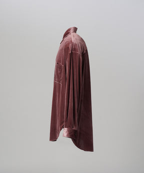 【26AW PRE-ORDER】Glossy Velour Prime-Over Long Sleeve Shirt Coat