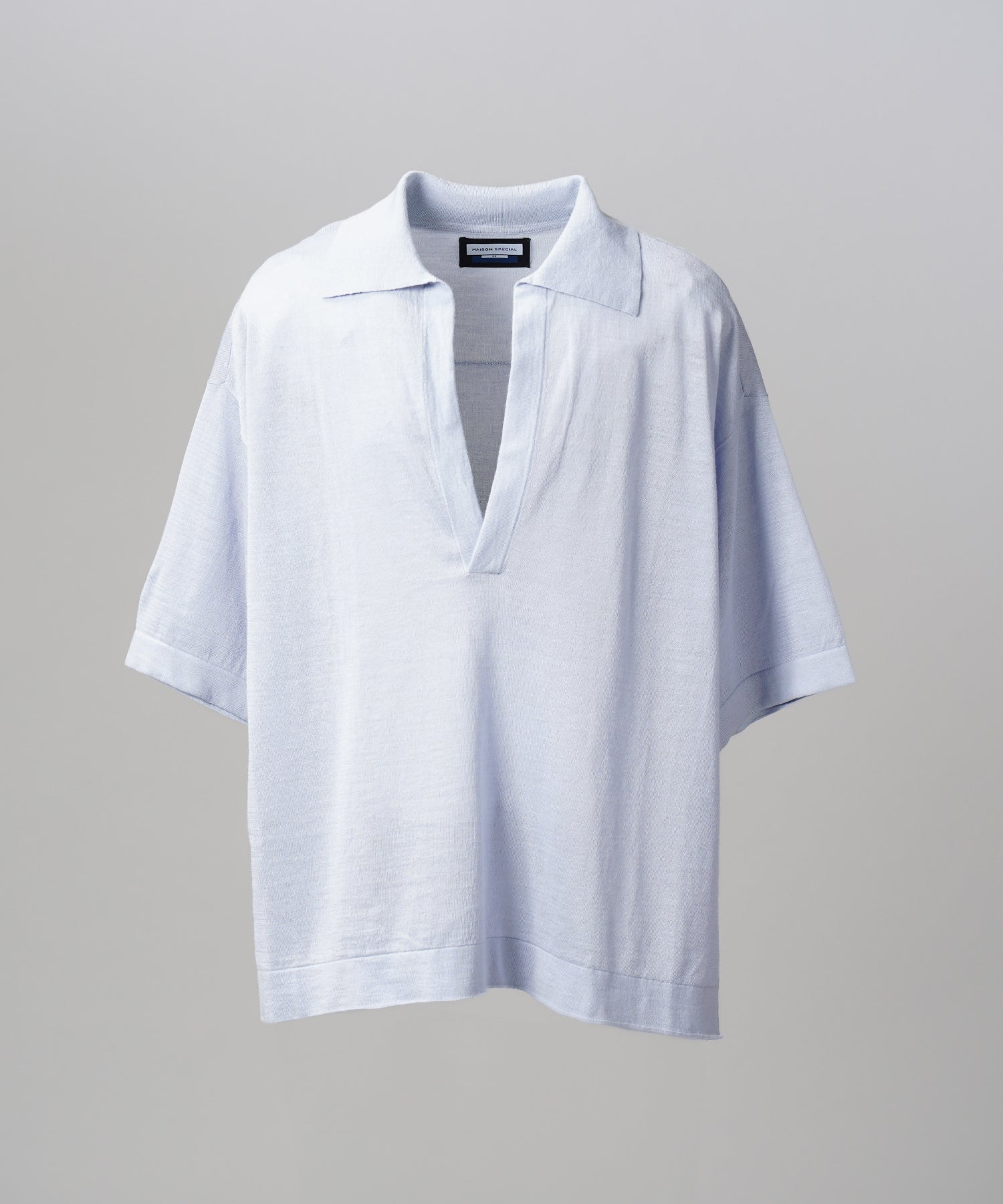 【26SS PRE-ORDER】Ramie-SOLOTEX Prime-Over Deep Front Skipper Knit T-shirt