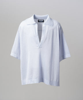 【26SS PRE-ORDER】Ramie-SOLOTEX Prime-Over Deep Front Skipper Knit T-shirt