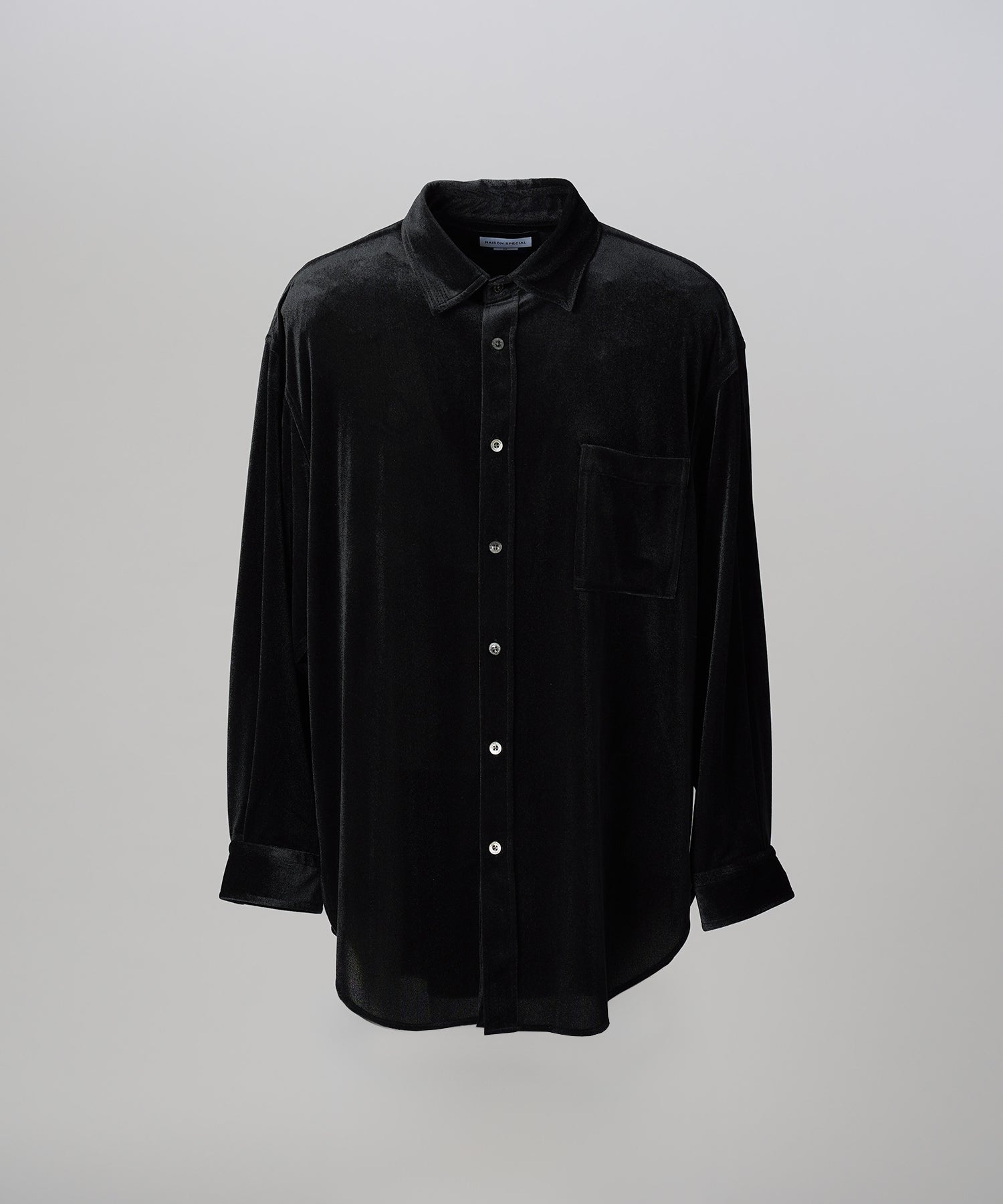 【26AW PRE-ORDER】Glossy Velour Prime-Over Long Sleeve Shirt Coat