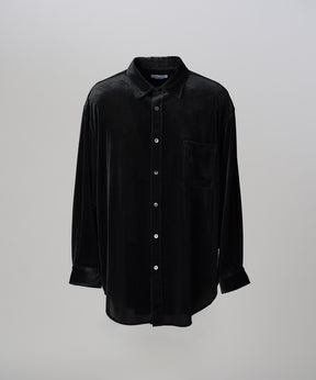 【26AW PRE-ORDER】Glossy Velour Prime-Over Long Sleeve Shirt Coat