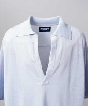 【26SS PRE-ORDER】Ramie-SOLOTEX Prime-Over Deep Front Skipper Knit T-shirt