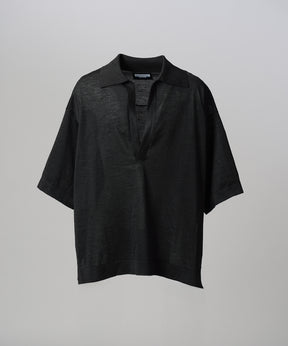 【26SS PRE-ORDER】Ramie-SOLOTEX Prime-Over Deep Front Skipper Knit T-shirt