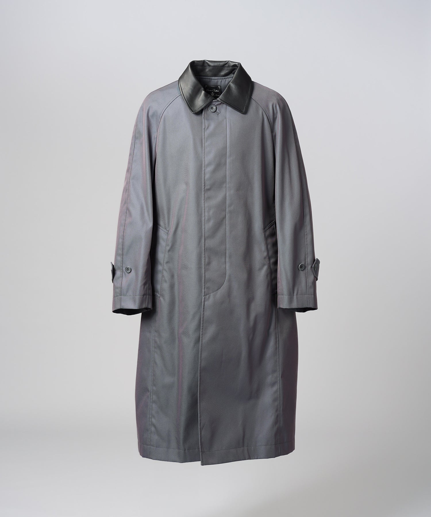 【26AW PRE-ORDER】120/2/2 Suvin Cotton Gabardine Prime-Over Leather Collar Balmacaan Coat