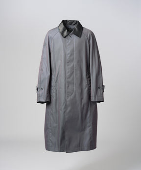【26AW PRE-ORDER】120/2/2 Suvin Cotton Gabardine Prime-Over Leather Collar Balmacaan Coat