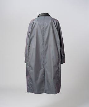 【26AW PRE-ORDER】120/2/2 Suvin Cotton Gabardine Prime-Over Leather Collar Balmacaan Coat