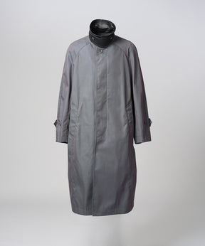 【26AW PRE-ORDER】120/2/2 Suvin Cotton Gabardine Prime-Over Leather Collar Balmacaan Coat