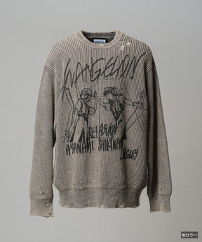 【26SS PRE-ORDER】【EVANGELION for MAISON SPECIAL】Prime-Over Crew Neck Distressed Knit