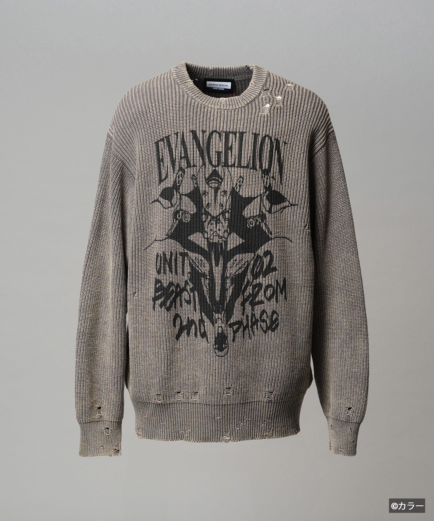 【26SS PRE-ORDER】【EVANGELION for MAISON SPECIAL】Prime-Over Crew Neck Distressed Knit