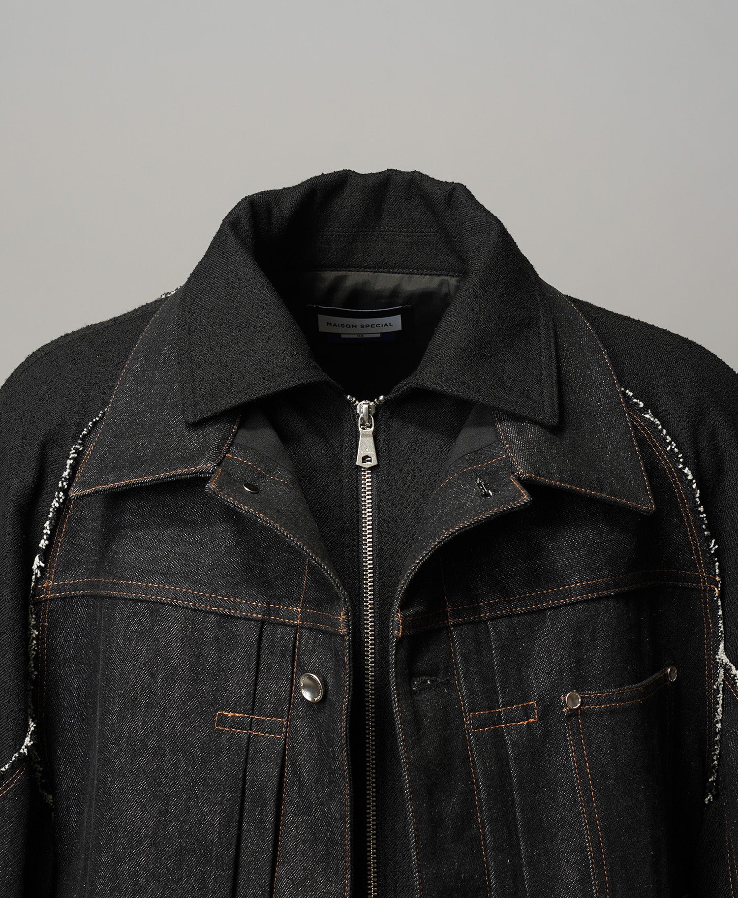 【26SS PRE-ORDER】Different Materials Layering Prime-Over Trucker Jacket