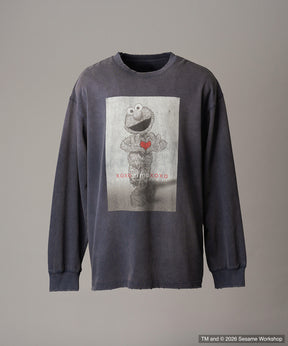 【MOVIE SERIES】「SESAME STREET」- Heart Elmo - Prime-Over Crew Neck Long Sleeve T-Shirt