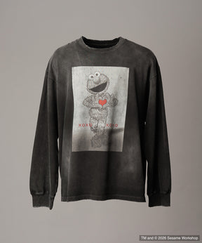 【MOVIE SERIES】「SESAME STREET」- Heart Elmo - Prime-Over Crew Neck Long Sleeve T-Shirt