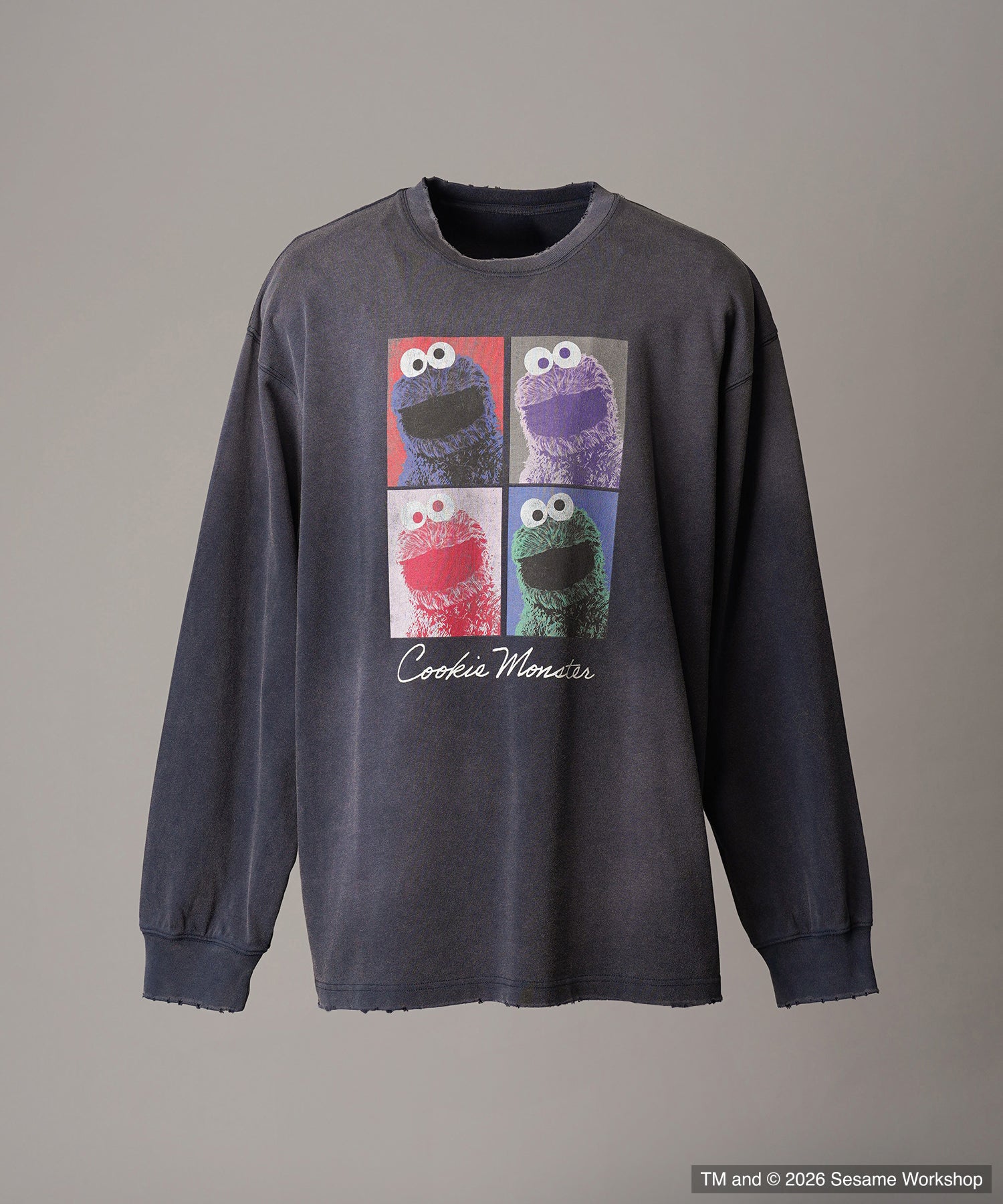 【MOVIE SERIES】「SESAME STREET」- Cookie Monster - Prime-Over Crew Neck Long Sleeve T-Shirt