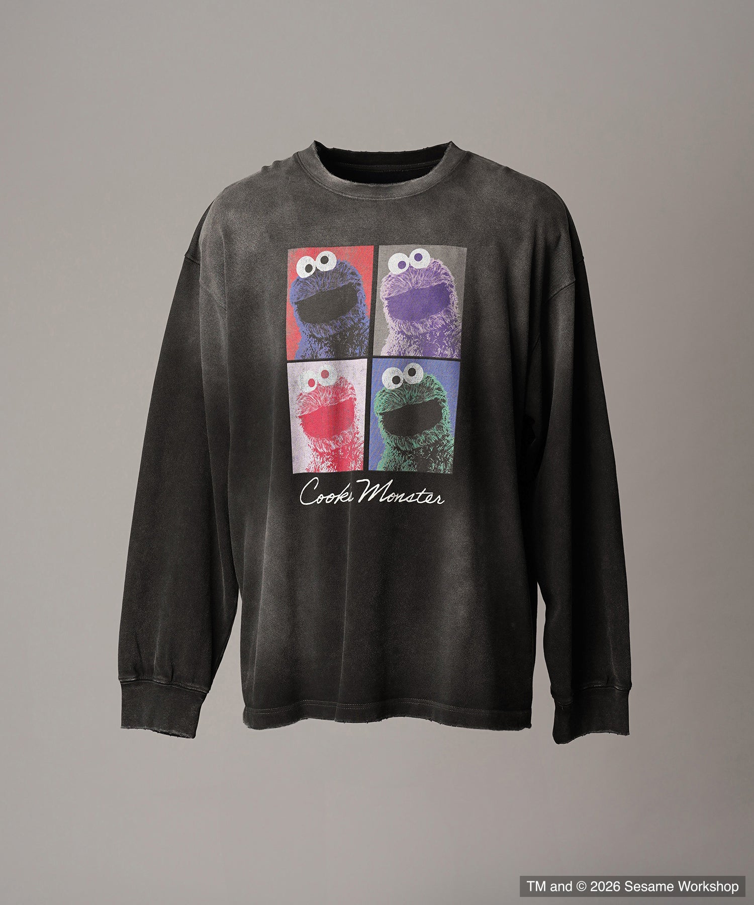 【MOVIE SERIES】「SESAME STREET」- Cookie Monster - Prime-Over Crew Neck Long Sleeve T-Shirt