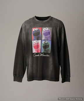 【MOVIE SERIES】「SESAME STREET」- Cookie Monster - Prime-Over Crew Neck Long Sleeve T-Shirt