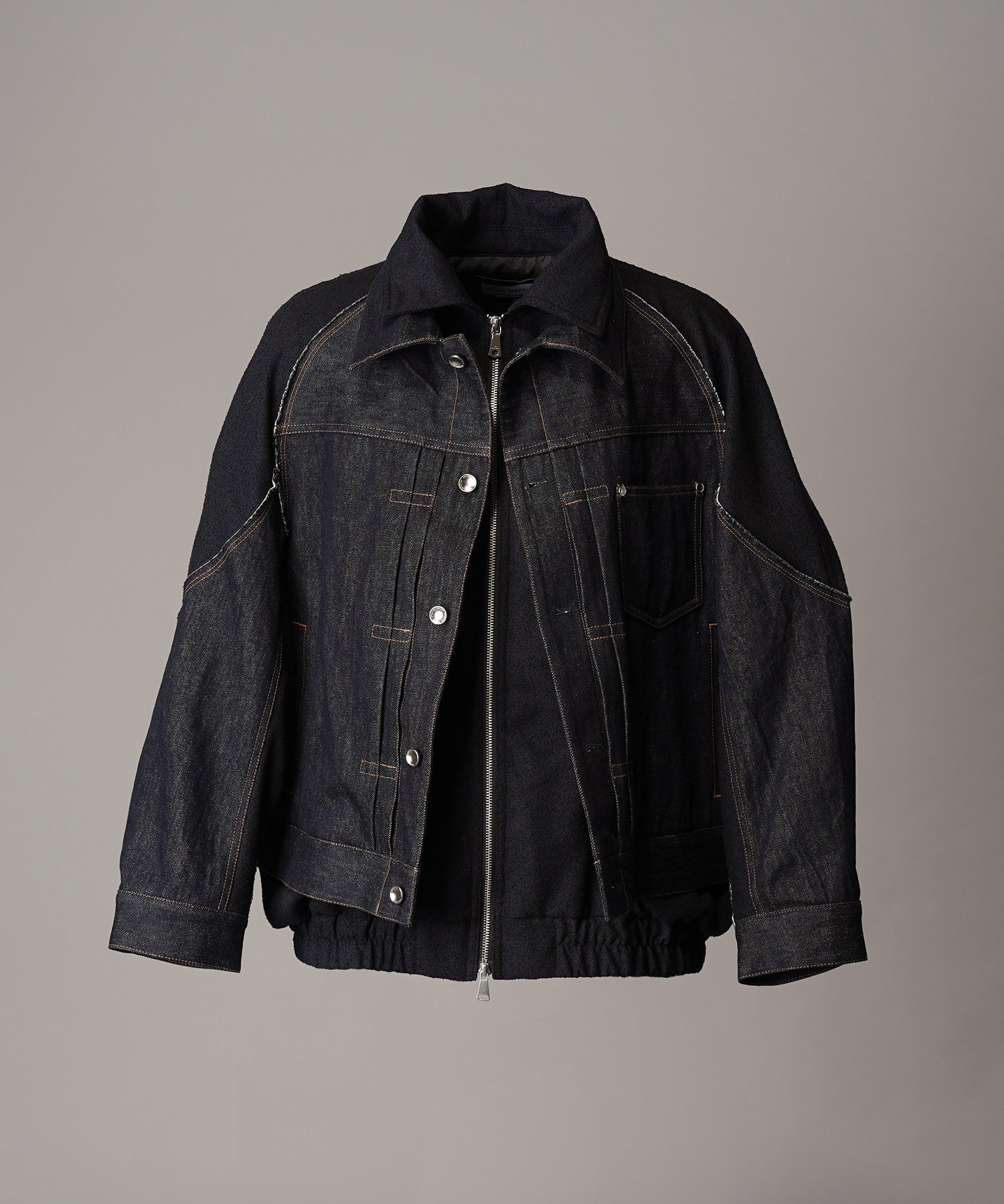 【26SS PRE-ORDER】Different Materials Layering Prime-Over Trucker Jacket