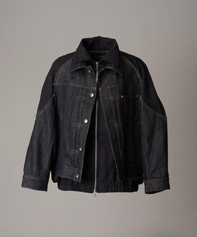 【26SS PRE-ORDER】Different Materials Layering Prime-Over Trucker Jacket