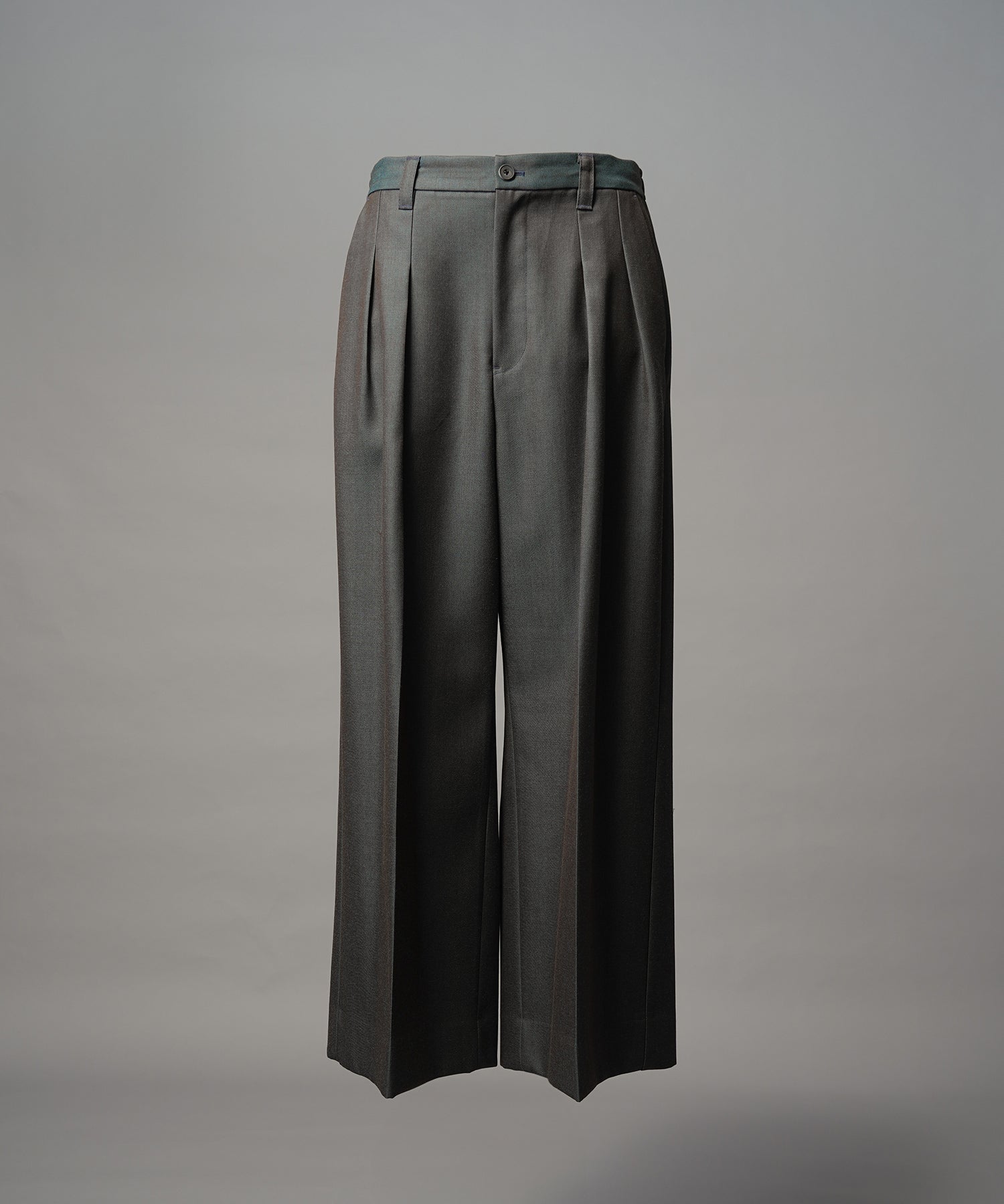 4 Colors Chambray Washable Wool Prime-Wide Two Tuck Wide Pants