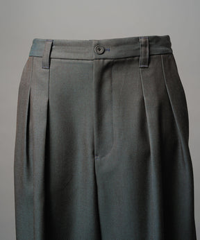 4 Colors Chambray Washable Wool Prime-Wide Two Tuck Wide Pants
