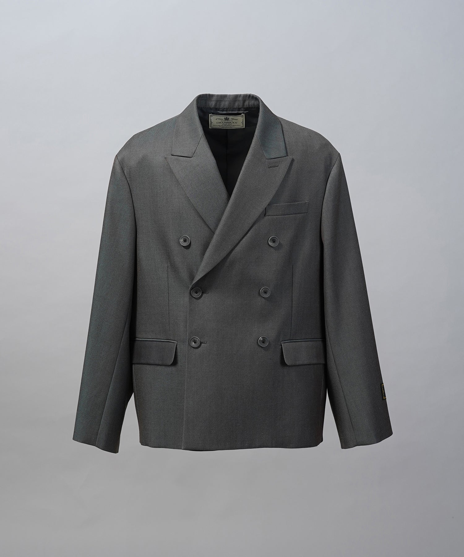 4 Colors Chambray Washable Wool Prime-Over Peaked Lapel Double Breasted Jacket