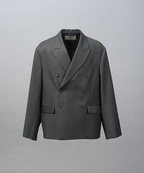 4 Colors Chambray Washable Wool Prime-Over Peaked Lapel Double Breasted Jacket