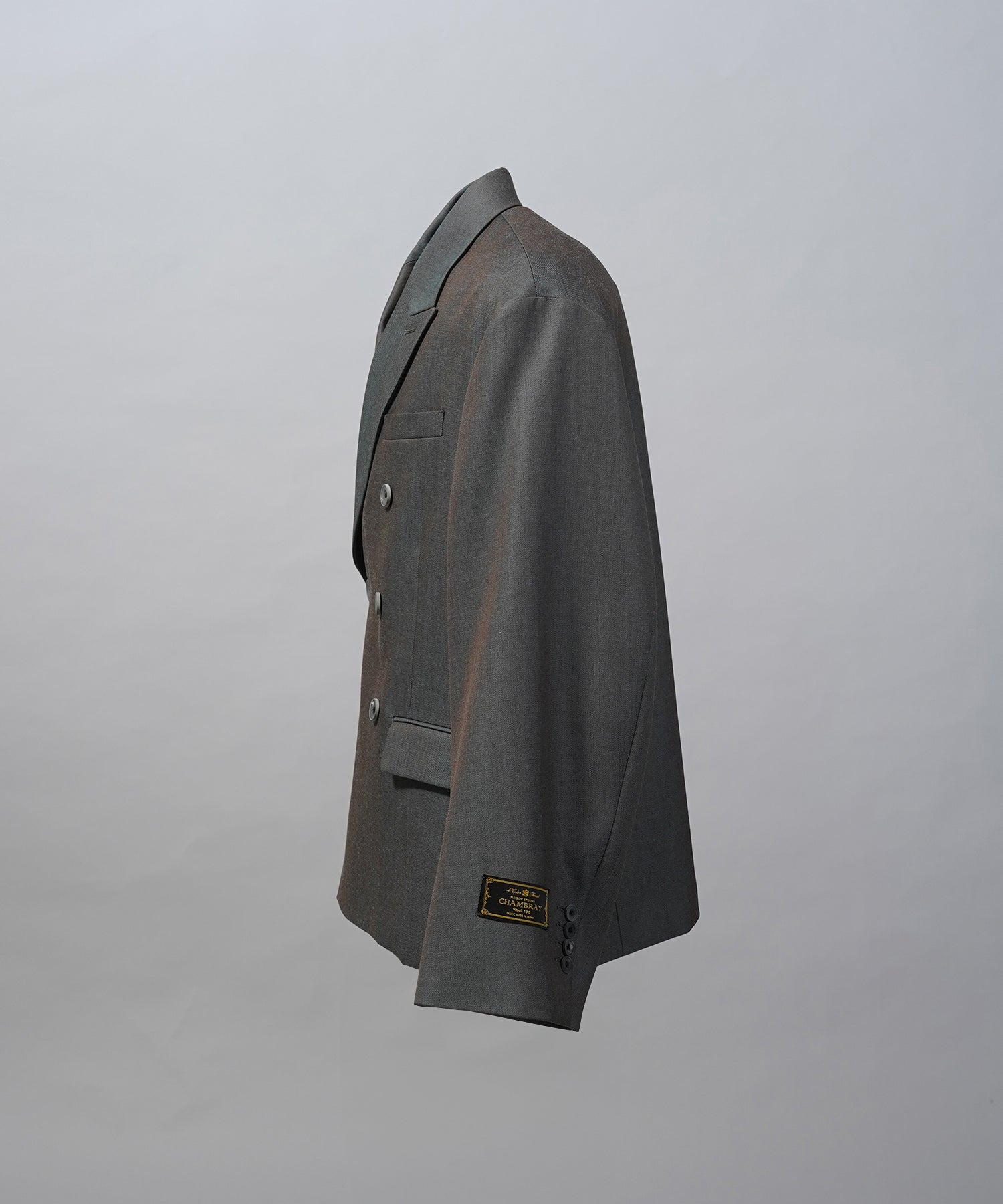 4 Colors Chambray Washable Wool Prime-Over Peaked Lapel Double Breasted Jacket