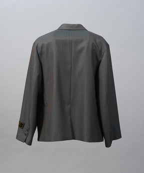 4 Colors Chambray Washable Wool Prime-Over Peaked Lapel Double Breasted Jacket