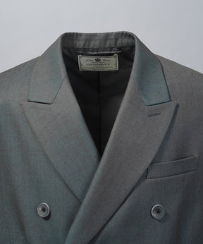 4 Colors Chambray Washable Wool Prime-Over Peaked Lapel Double Breasted Jacket