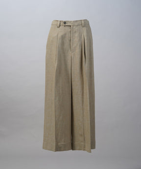 【26SS PRE-ORDER】Mix Linen One-tuck Prime-Wide Baggy Slacks