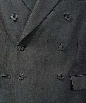 4 Colors Chambray Washable Wool Prime-Over Peaked Lapel Double Breasted Jacket