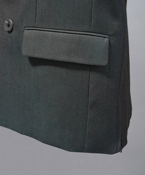 4 Colors Chambray Washable Wool Prime-Over Peaked Lapel Double Breasted Jacket