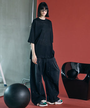 3D Cut Prime-Wide Gathered Denim Pants