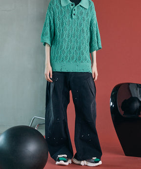 3D Cut Prime-Wide Gathered Denim Pants