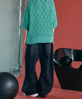 3D Cut Prime-Wide Gathered Denim Pants