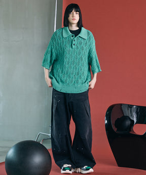 3D Cut Prime-Wide Gathered Denim Pants