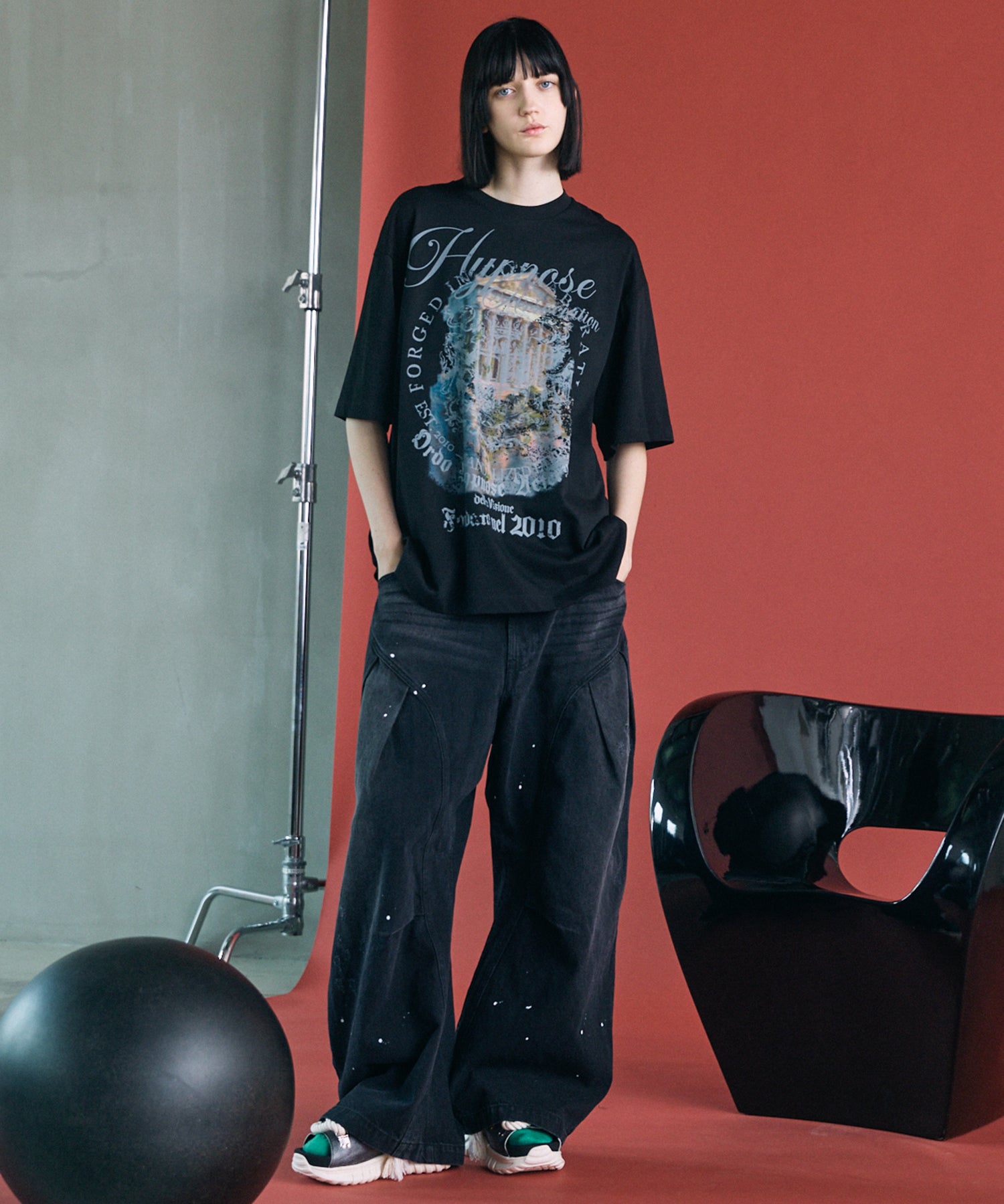 3D Cut Prime-Wide Gathered Denim Pants