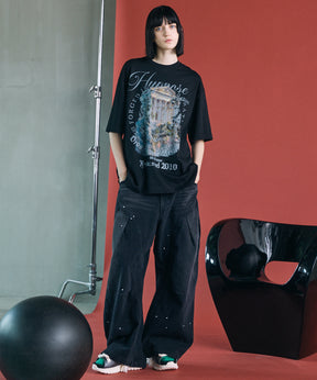 3D Cut Prime-Wide Gathered Denim Pants
