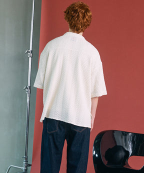 [26SS PRE-ORDER]Birdseye Jersey Mesh Prime-Over Henry Neck Short-sleeved T-shirt