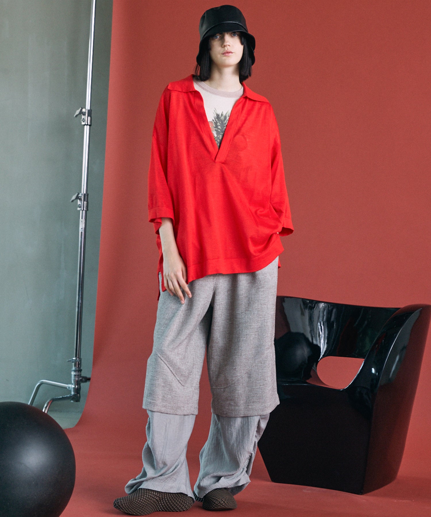 【26SS PRE-ORDER】Tweed Layered Prime-Wide Shirring Detail Pants
