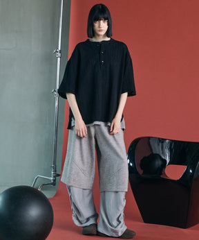 【26SS PRE-ORDER】Tweed Layered Prime-Wide Shirring Detail Pants