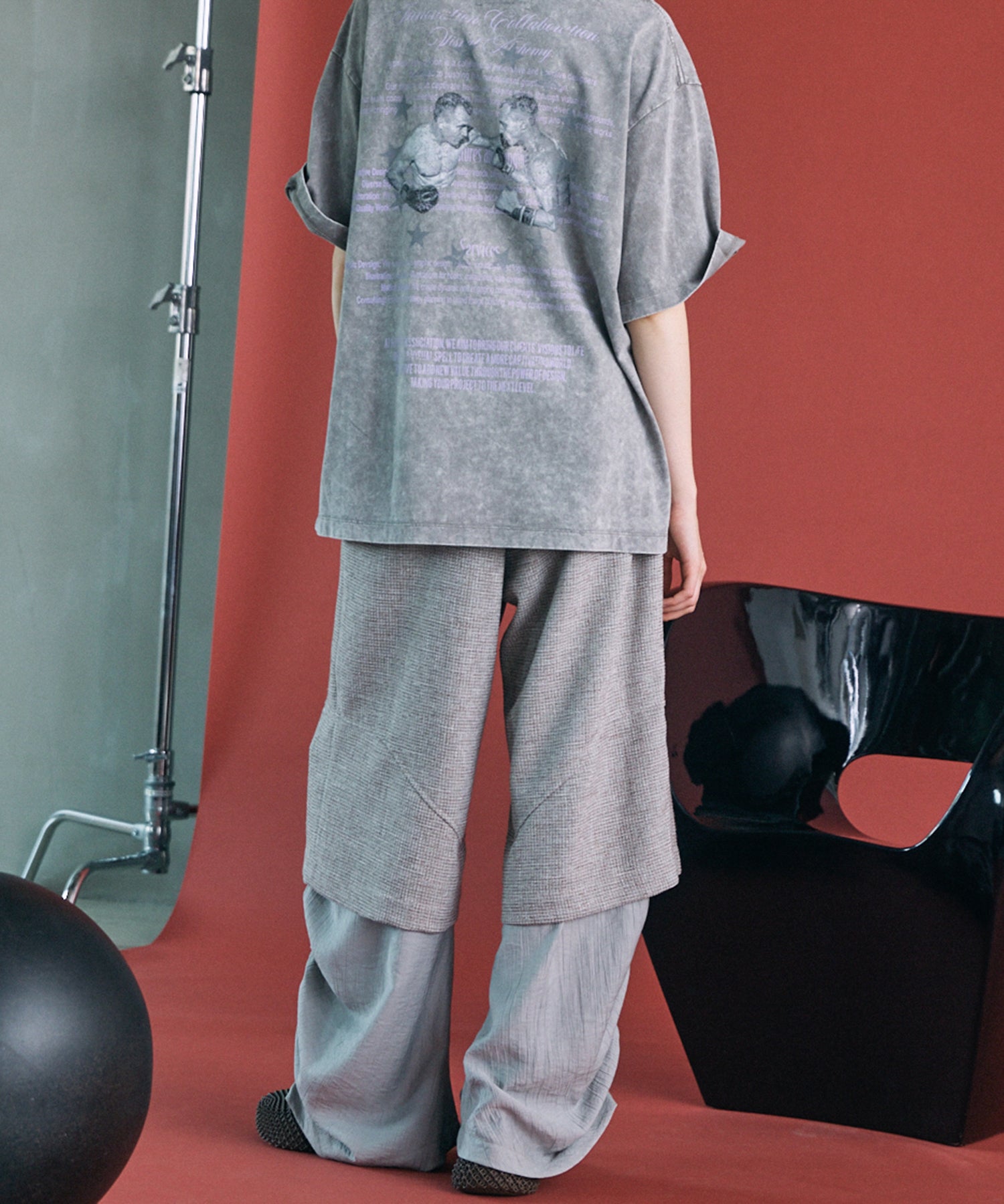 【26SS PRE-ORDER】Tweed Layered Prime-Wide Shirring Detail Pants