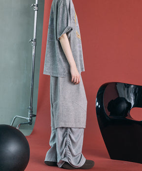 【26SS PRE-ORDER】Tweed Layered Prime-Wide Shirring Detail Pants