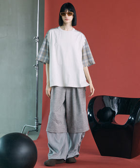 【26SS PRE-ORDER】Tweed Layered Prime-Wide Shirring Detail Pants