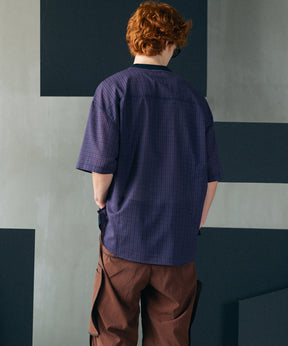 [26SS PRE-ORDER]Birdseye Jersey Mesh Prime-Over Henry Neck Short-sleeved T-shirt