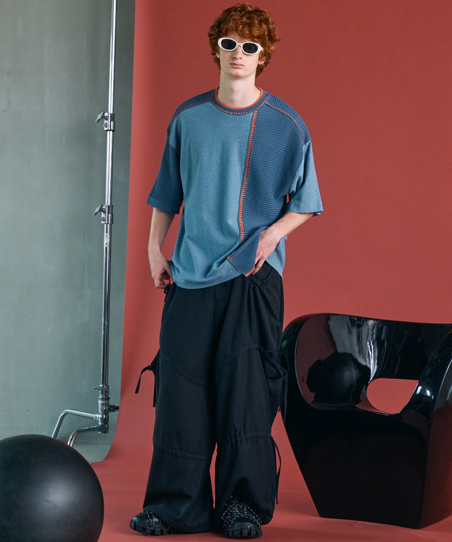 [26SS PRE-ORDER]Birdseye Jersey Mesh Prime-Over Henry Neck Short-sleeved T-shirt