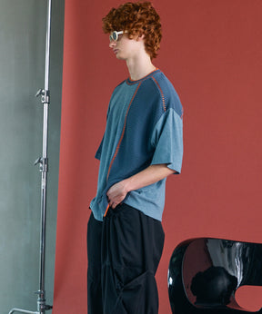 [26SS PRE-ORDER]Birdseye Jersey Mesh Prime-Over Henry Neck Short-sleeved T-shirt