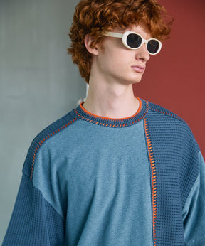 [26SS PRE-ORDER]Birdseye Jersey Mesh Prime-Over Henry Neck Short-sleeved T-shirt