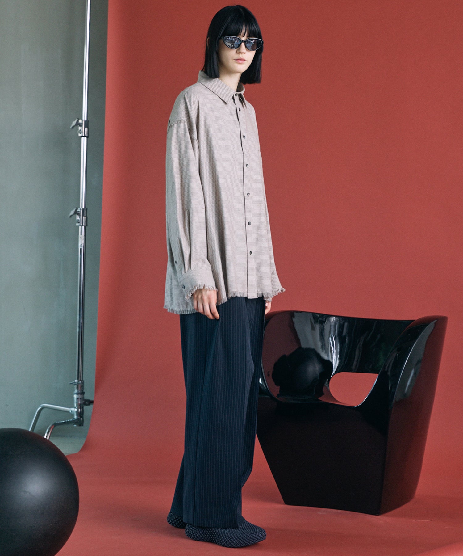 [Italian Dead Stock Fabric] Prime-Over Regular Collar Long Sleeve Shirt