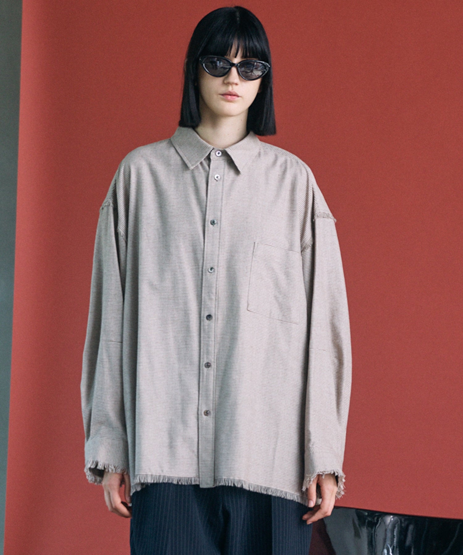 [Italian Dead Stock Fabric] Prime-Over Regular Collar Long Sleeve Shirt